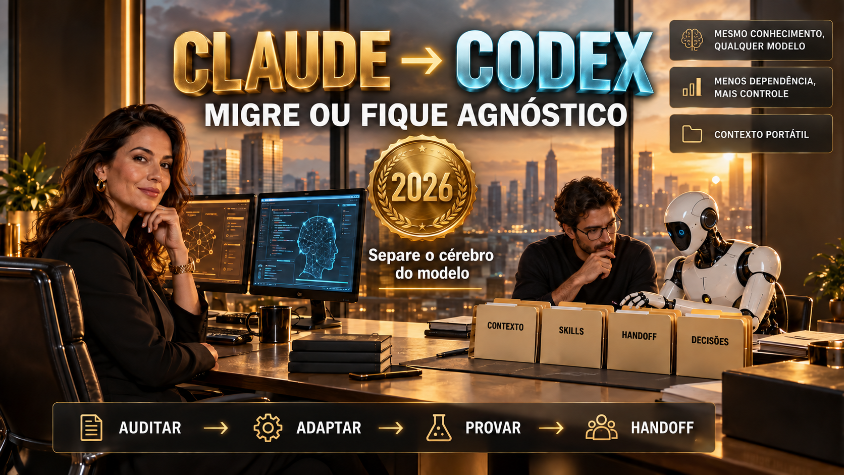 Claude → Codex: migre ou fique agnóstico. Separe o cérebro do modelo. Evento INEMA 2026.