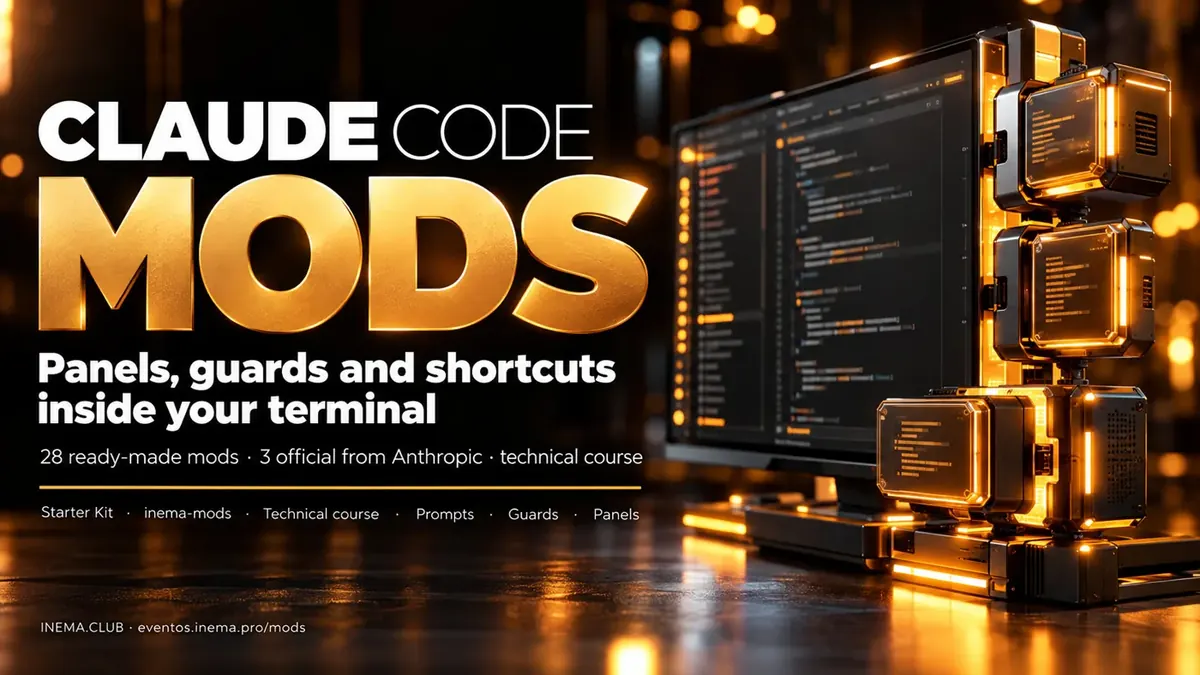 Claude Code MODS — panels, guards and shortcuts inside your terminal: 28 ready-made mods, 3 official from Anthropic and a technical course.