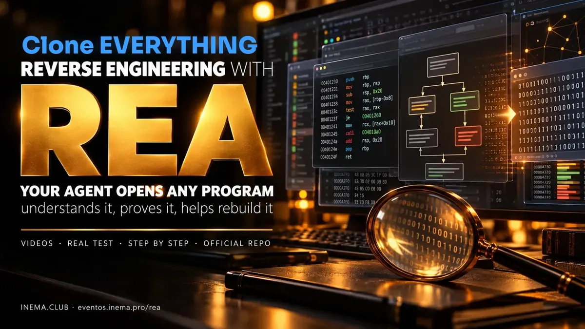 Reverse engineering with REA: your AI agent opens any program, understands it, proves it and helps rebuild it. Guide, real test, videos and the official repository.