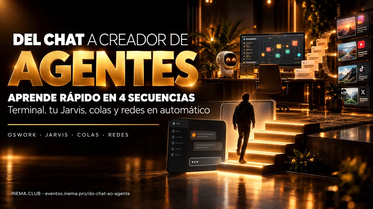 Del chat a creador de agentes: aprende rápido en 4 secuencias — OSWork en la terminal, tu propio Jarvis, colas de tareas y redes sociales en automático. Cursos, proyectos y ejercicios abiertos.