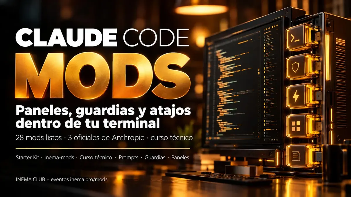 Claude Code MODS — paneles, guardias y atajos dentro de tu terminal: 28 mods listos, 3 oficiales de Anthropic y curso técnico.