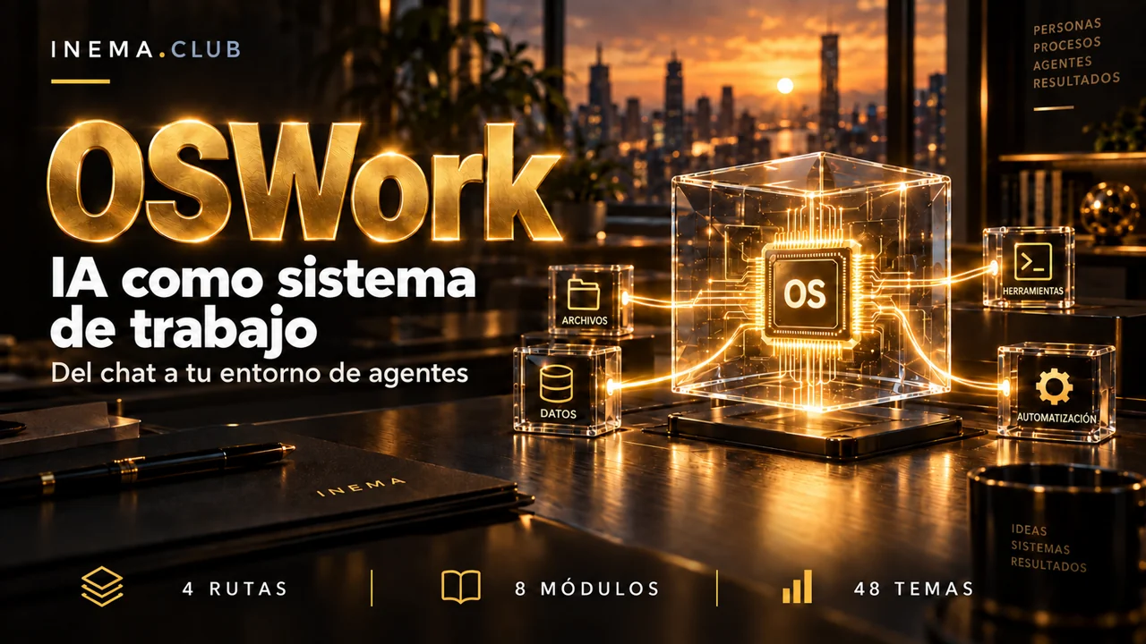 OSWork — IA como sistema de trabajo. Curso completo con ocho módulos.