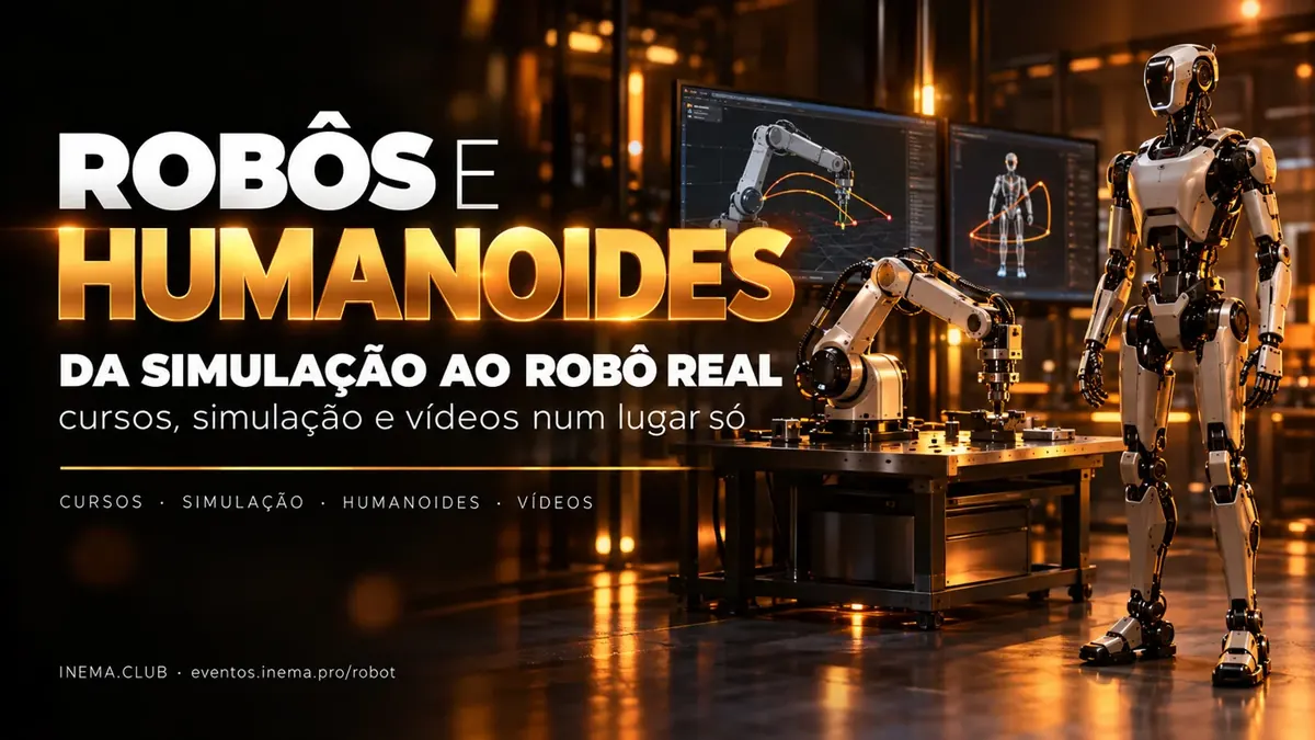 Robôs e humanoides: da simulação ao robô real. Cursos de robótica, humanoides e IA incorporada, a simulação que treina o robô a partir de uma foto e os vídeos.